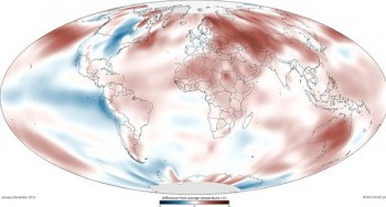 Nhiệt độ bề mặt Trái đất năm 2013.